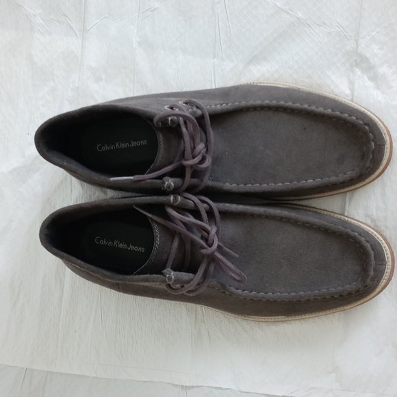 CALVIN KLEIN suede boots gray Men\'s 12